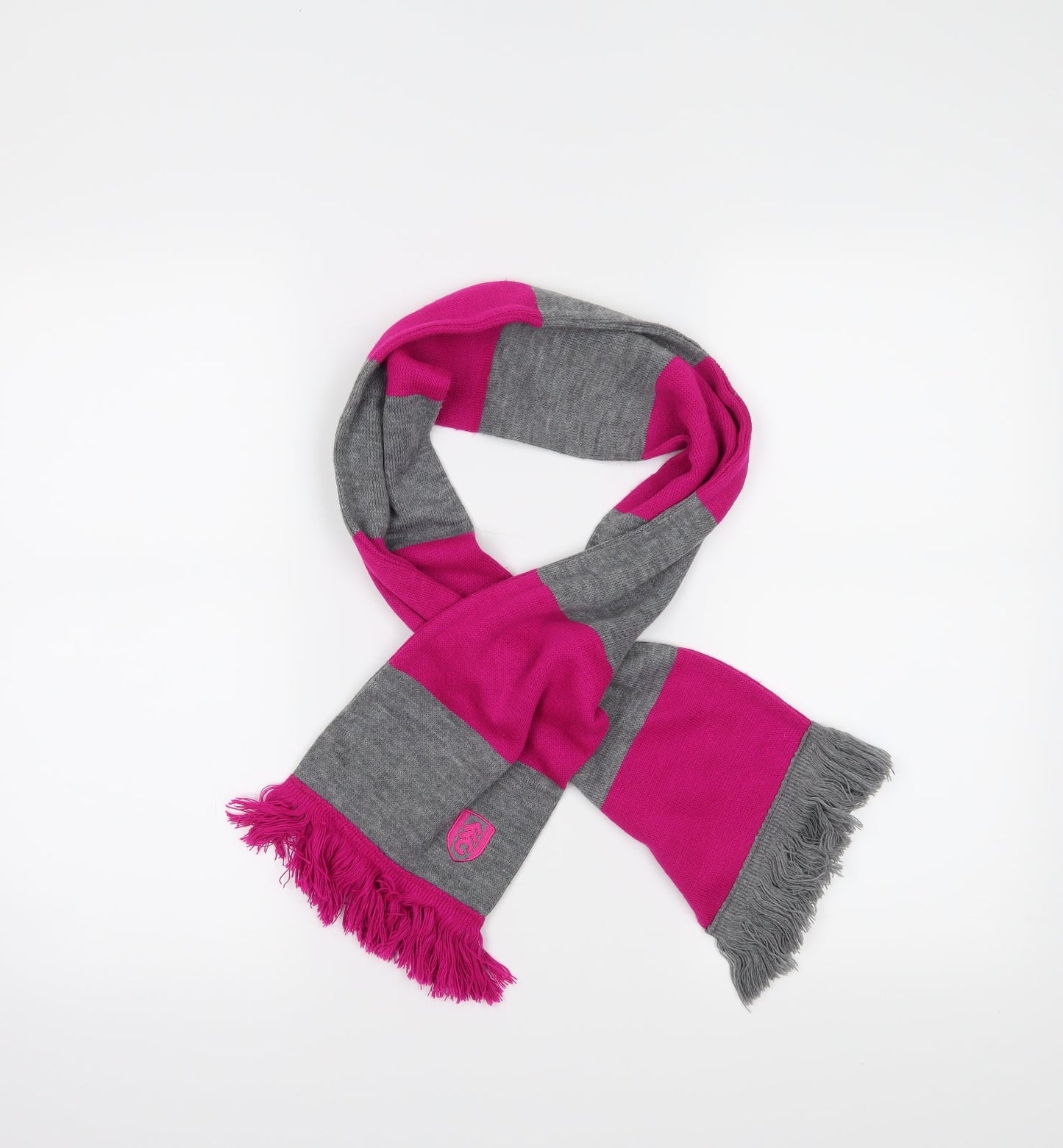 Front view of FFC women’s pink striped scarf - ffc football