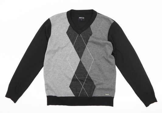 River Road Mens Black Argyle/Diamond Pullover Jumper Size M