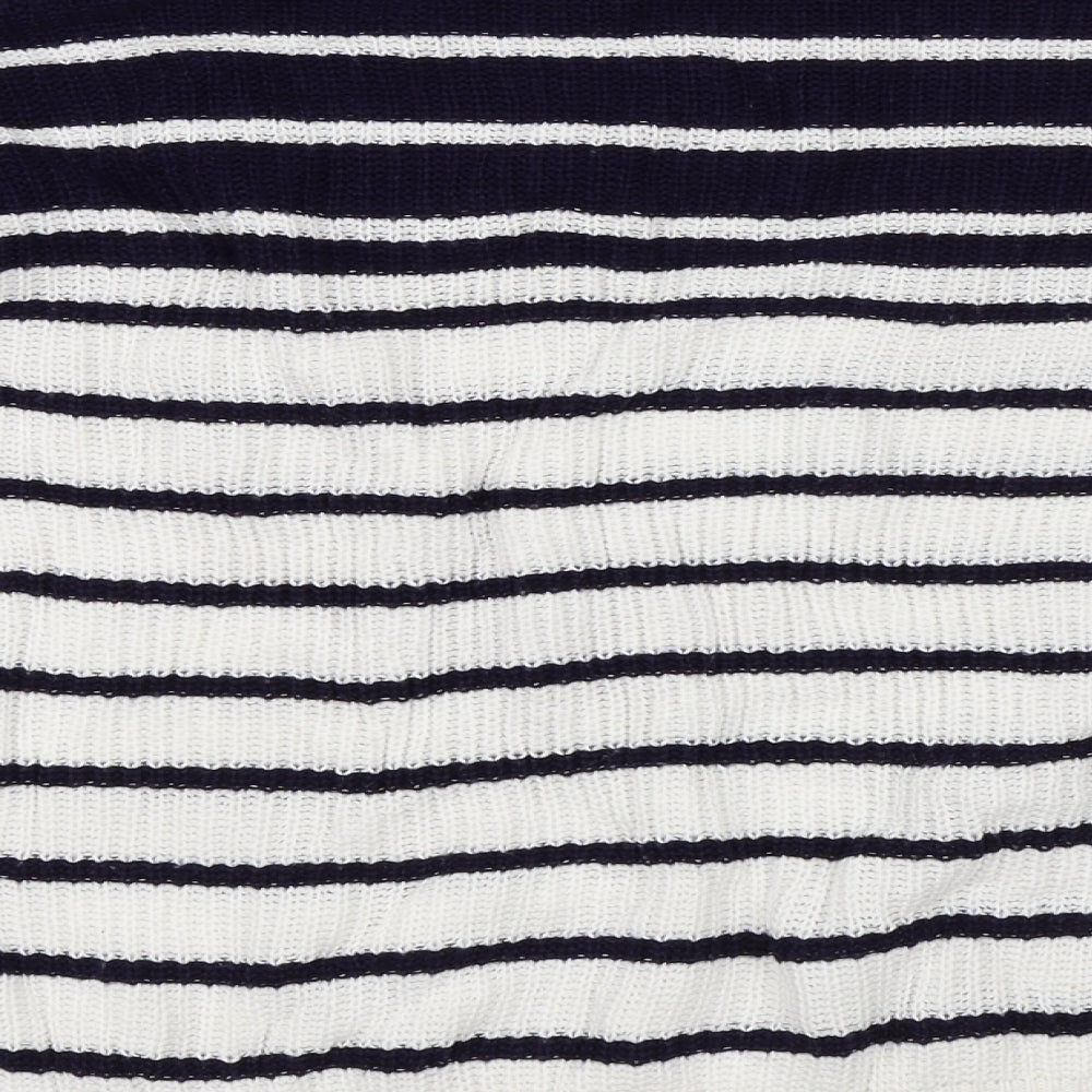 Brand and care label for Studio women’s blue striped jumper, size UK 20