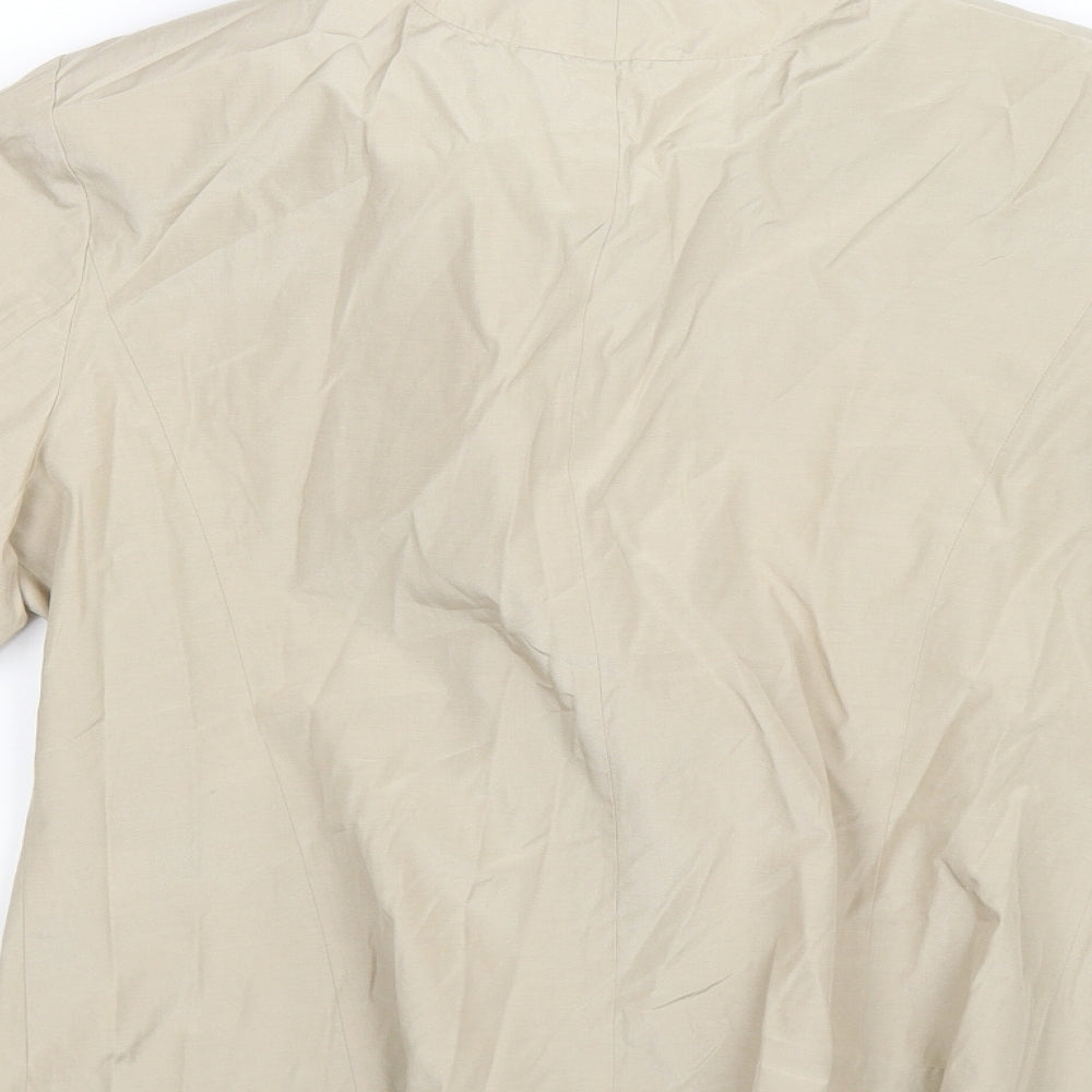Brand and care label for oscar B women’s beige floral jacket, size UK 12