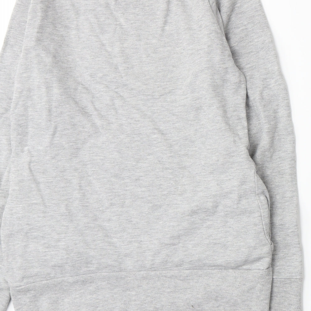Brand and care label for Marks & Spencer girls’ grey jersey pullover sweatshirt, size 11-12, years