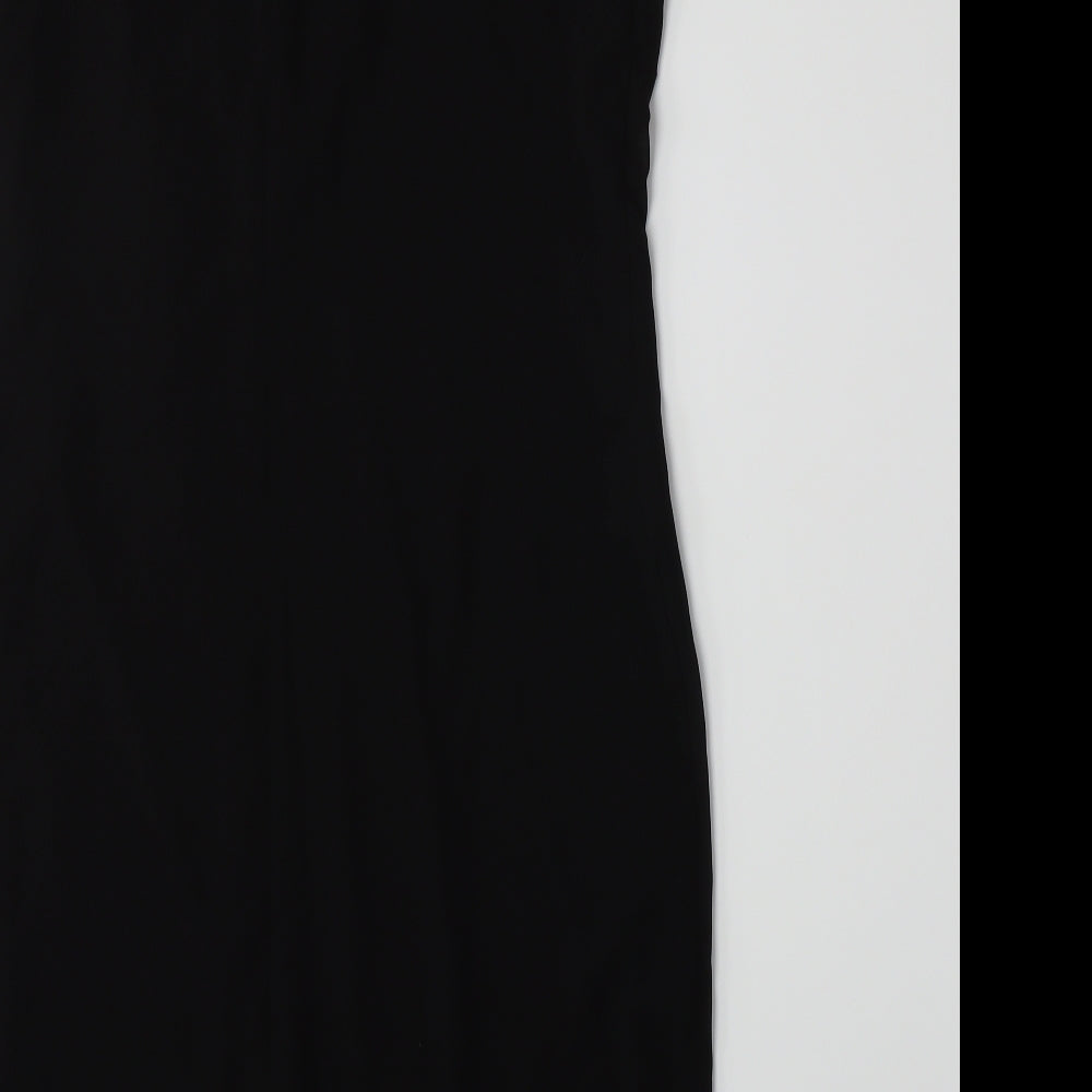 Brand and care label for Dorothy Perkins women’s black a-line, size UK 12