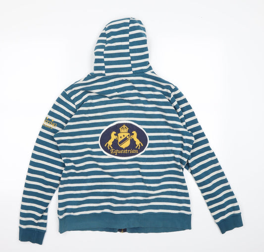 Equestrian Womens Blue Striped Full Zip Jumper Size 12