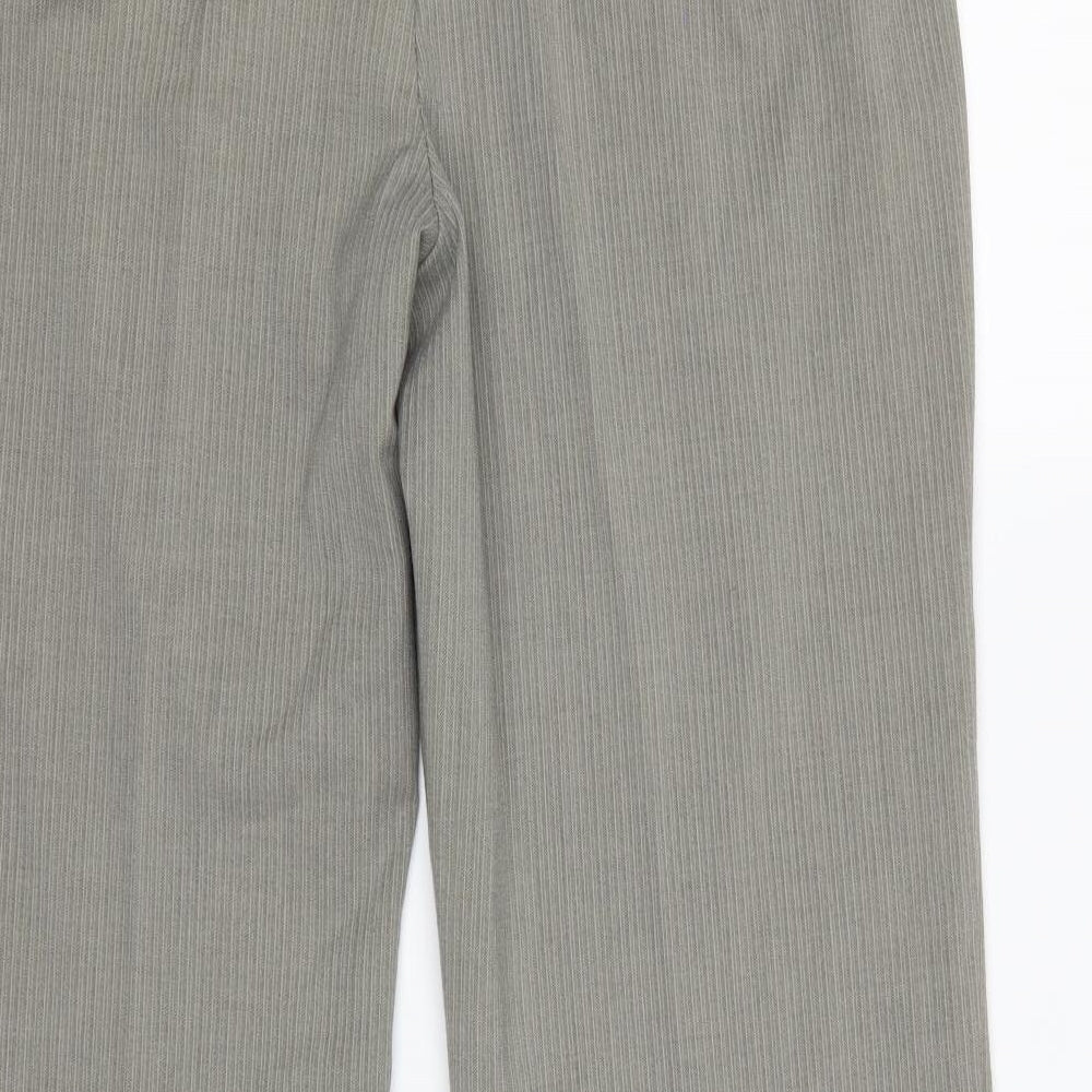 Brand and care label for Marks & Spencer women’s grey plaid dress pants trousers, size UK 16, 27-inch leg