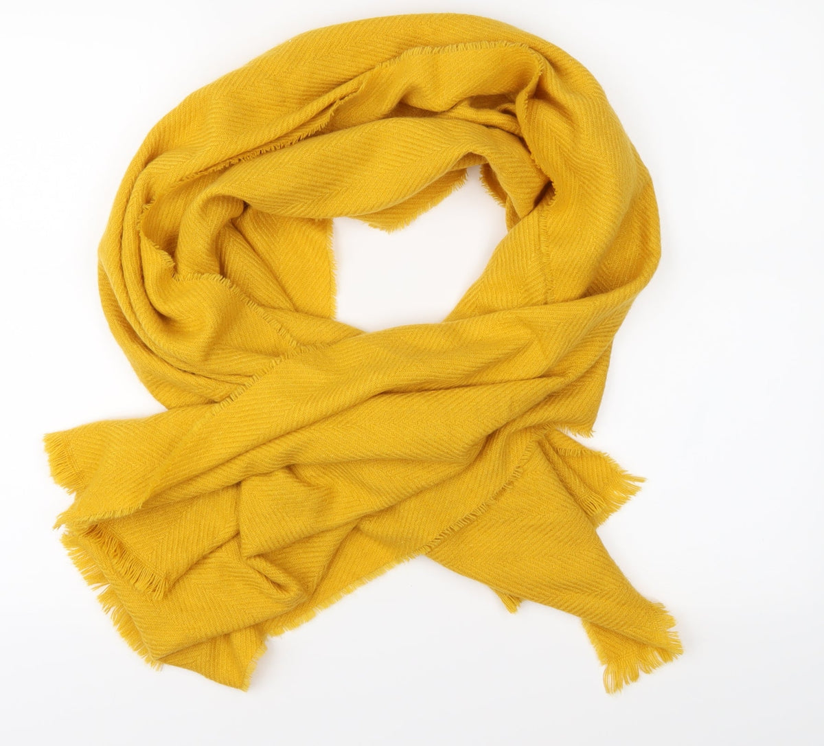 Additional front view of Preworn women’s yellow shawl/wrap
