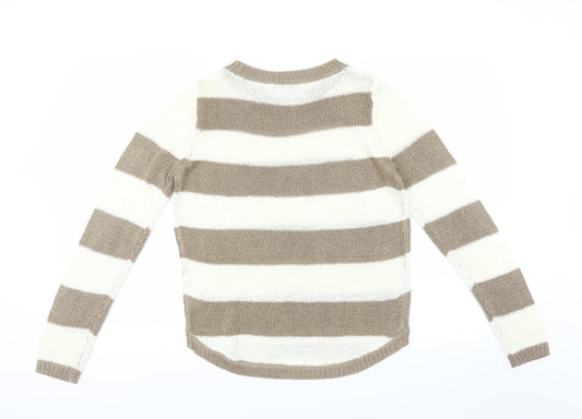 C&A Womens Ivory Striped Pullover Jumper Size S