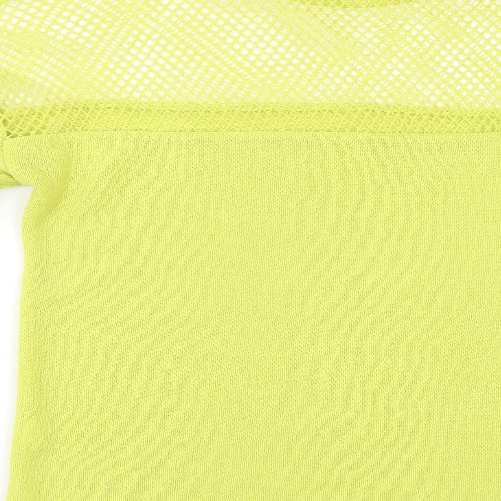 Brand and care label for River Island women’s green jumper, size UK 12