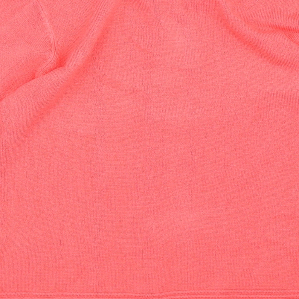 Brand and care label for Text women’s pink cardigan jumper, size S