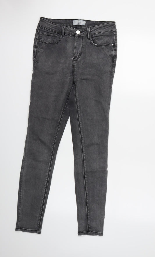 Additional front view of New Look women’s grey denim skinny jeans, size UK 8, 27-inch leg