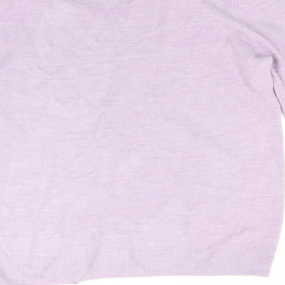 Brand and care label for BHS women’s purple rayon jumper, size UK 14