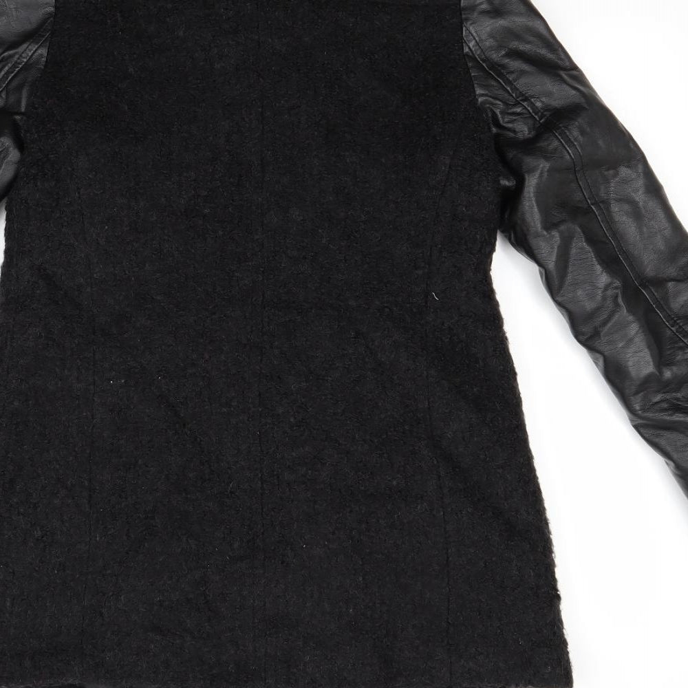 H&M Womens Black Overcoat Coat Size 6