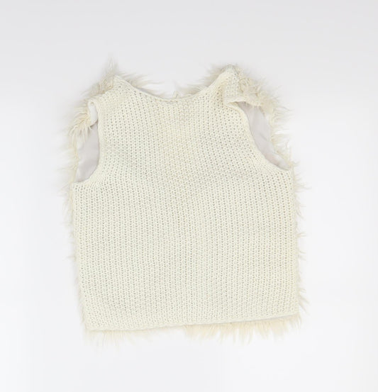 Preworn Girls Beige Gilet Coat Size 5-6 Years