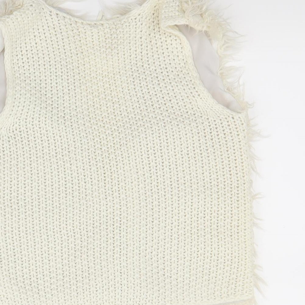 Brand and care label for Preworn girls’ beige gilet coat, size 5-6, years