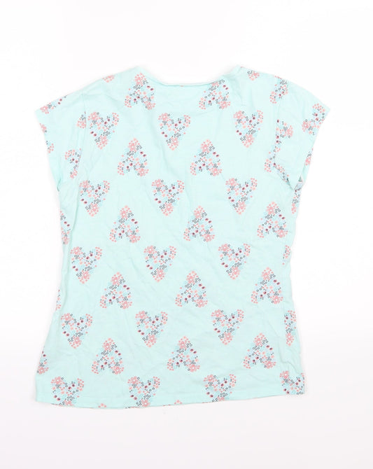 George Girls Blue Floral Jersey Basic T-Shirt Size 13-14 Years