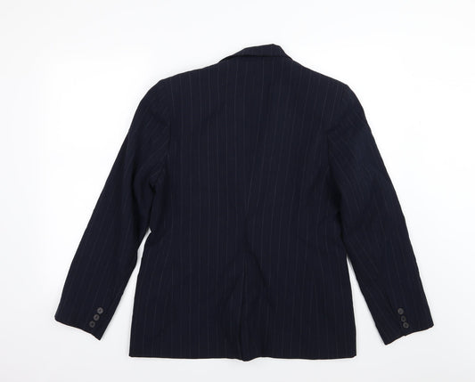 Autonomy Womens Blue Striped Rayon Jacket Suit Jacket Size 14