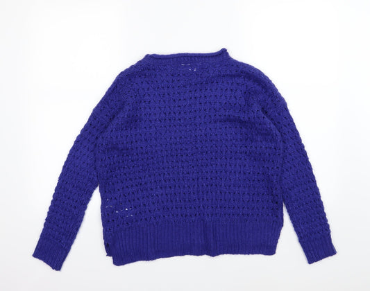 New Look Womens Blue Knit Pullover Jumper Size 10