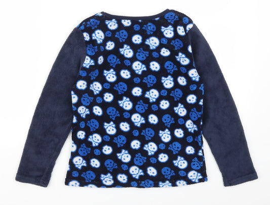 Snooze Time Boys Blue Geometric Pyjama Top Size 9-10 Years - Skulls