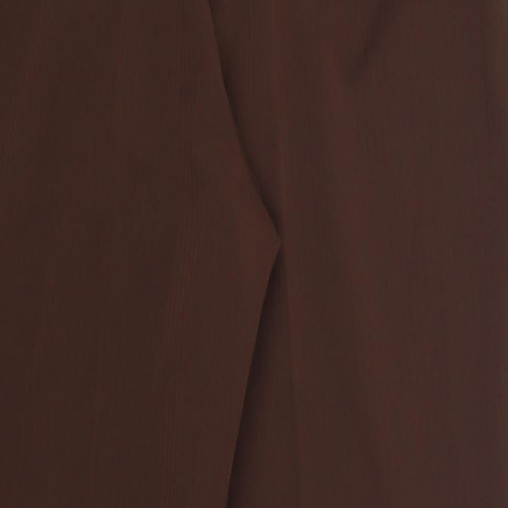 Brand and care label for Happi women’s brown trousers, size UK 14, 26-inch leg