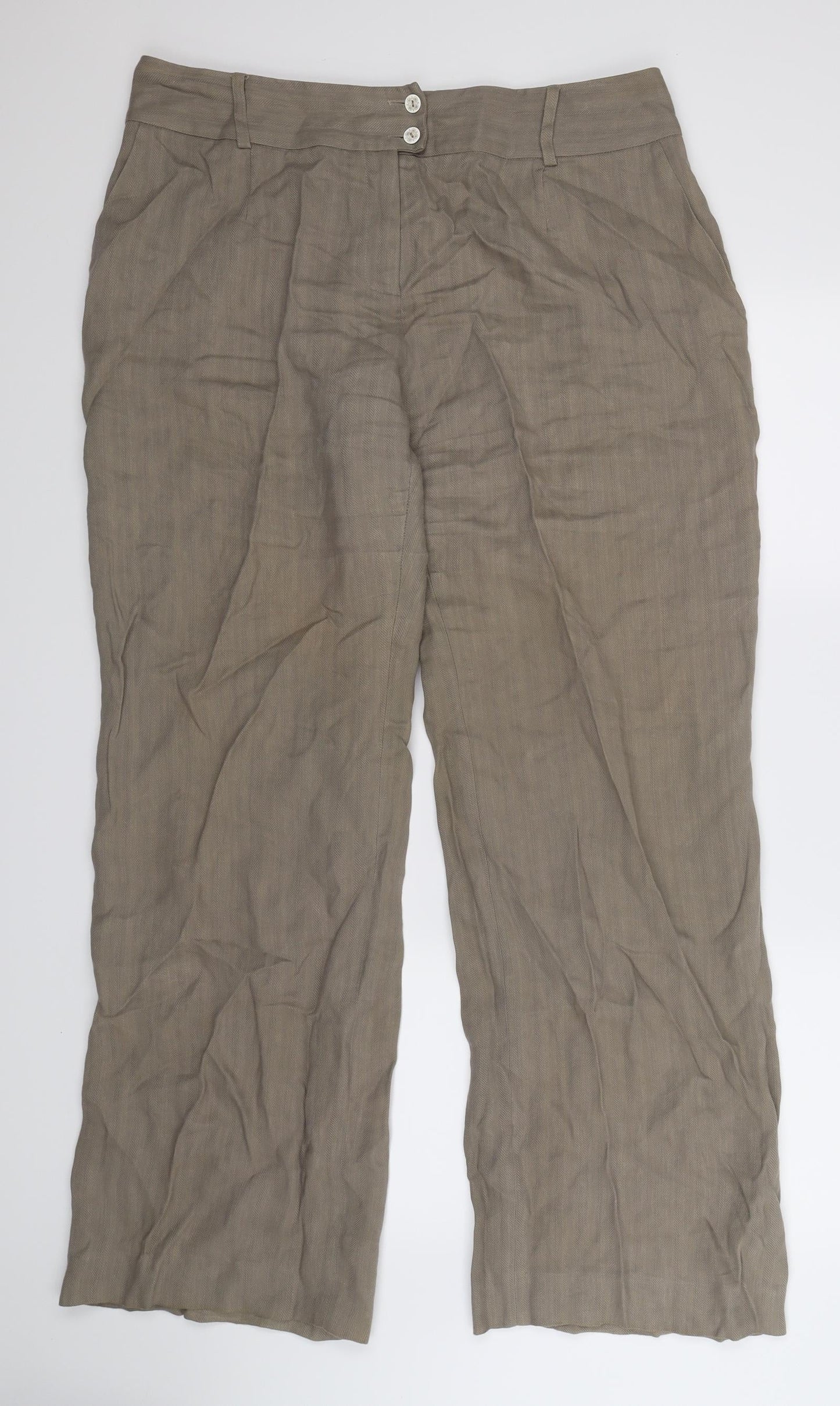 Paul Costelloe Womens Beige Trousers Size 16 L32 in