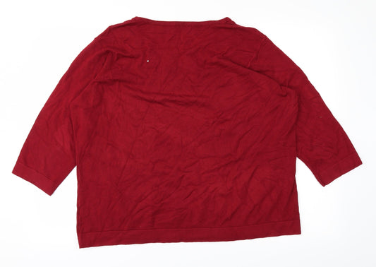 BM Womens Red Knit Pullover Jumper Size XL