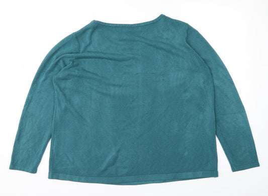 BM Womens Blue Knit Pullover Jumper Size XL