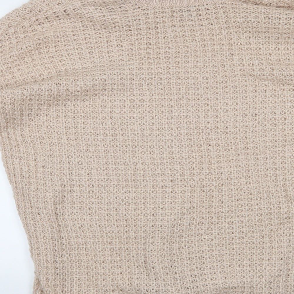 Brand and care label for H&M women’s pink jumper, size M