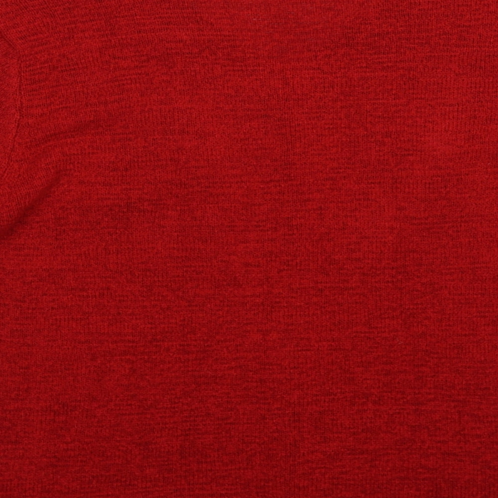 Brand and care label for Annabelle women’s red floral knit jumper, size M