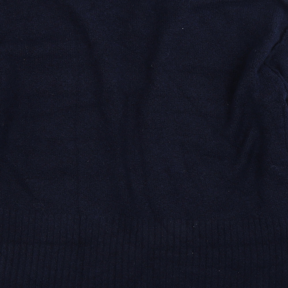 Brand and care label for Marks & Spencer women’s blue knit cardigan jumper, size M