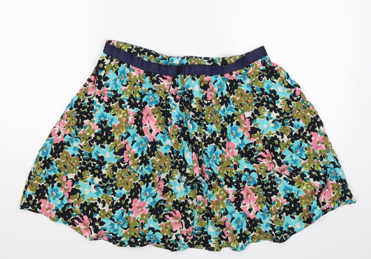 Topshop Womens Blue Floral Flare Skirt Size 12