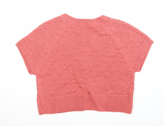 BM Womens Pink Geometric Cardigan Jumper Size 14