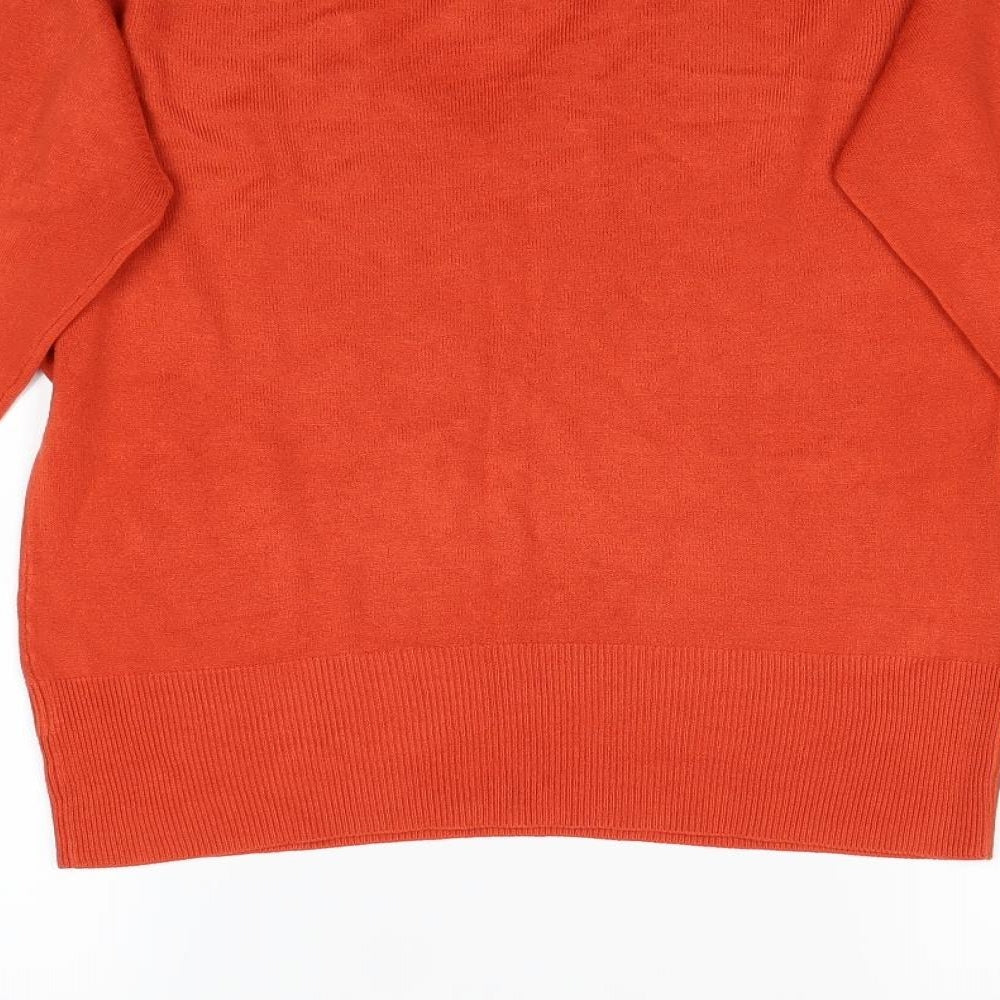 Brand and care label for Next women’s red pullover sweatshirt, size UK 12