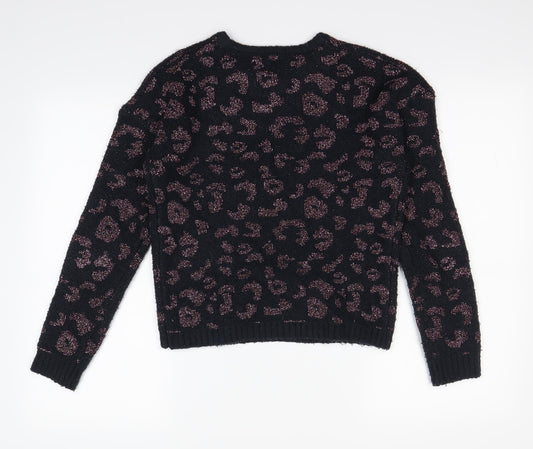 Primark Girls Black Animal Print Pullover Jumper Size 12-13 Years