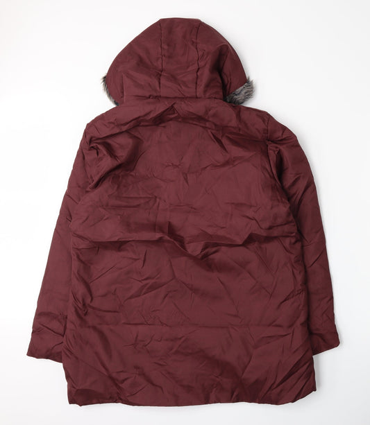 Anne De Lancay Womens Red Parka Coat Size M