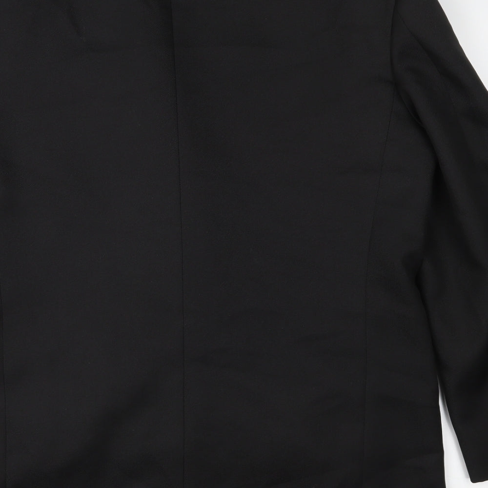 Brand and care label for Andre Cori men’s black jacket suit jacket, size 40