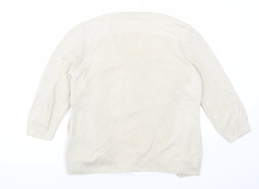 Marks and Spencer Womens Beige Lace Cardigan Jumper Size 14 - Cardigan and Top All in One