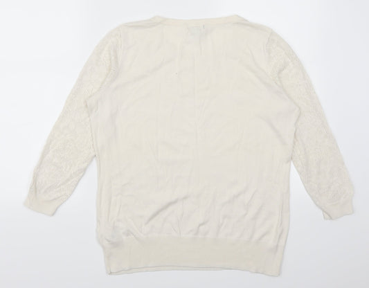 H&M Womens White Pullover Jumper Size M