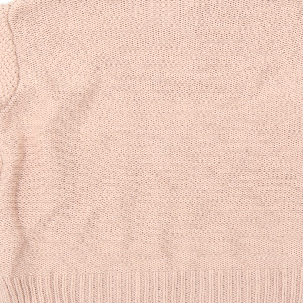 Brand and care label for Oasis women’s pink jumper, size S
