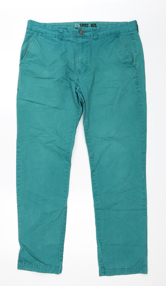 Woolworths Womens Green Chino Trousers Size 36 in L30 in