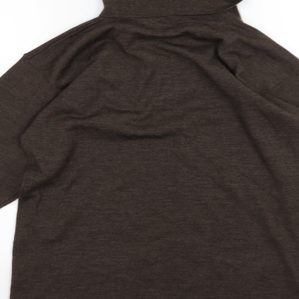 Brand and care label for Fair play women’s brown knit jumper, size XS