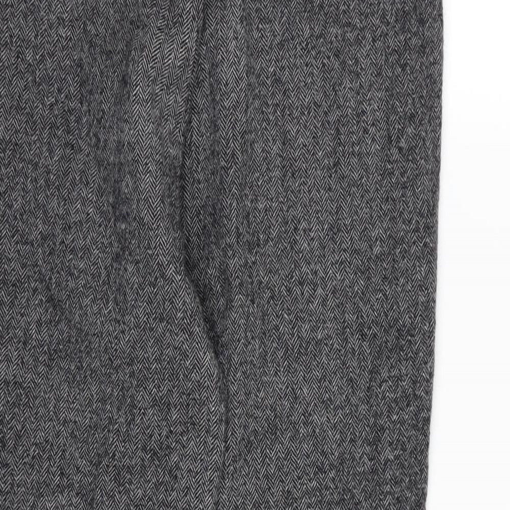 Brand and care label for GARDEUR women’s grey herringbone trousers, size UK 32, in, 25-inch leg