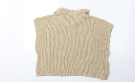 Boohoo Womens Beige Knit Pullover Jumper Size M