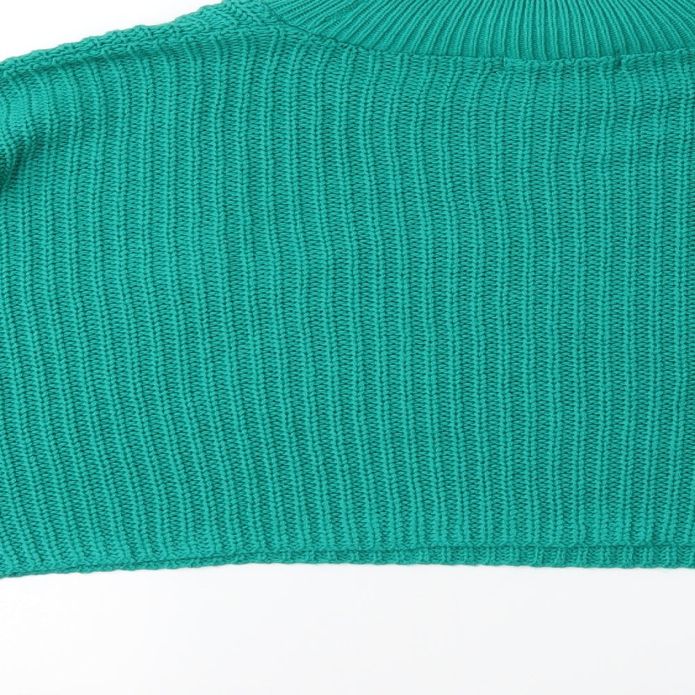 Brand and care label for In the Style women’s green knit jumper, size UK 8