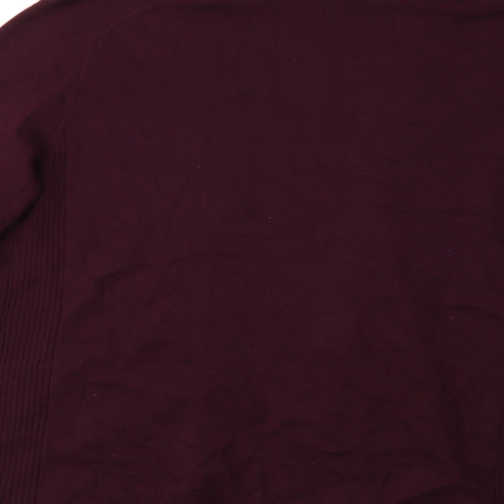 Brand and care label for Gap women’s red knit cardigan jumper, size M