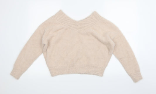 New Look Girls Pink Knit Pullover Jumper Size 12-13 Years - Fluffy