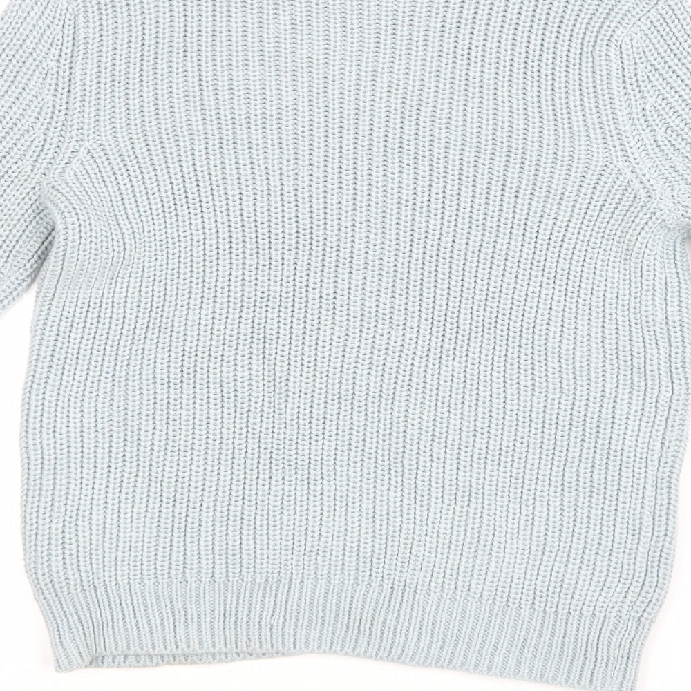 Brand and care label for H&M women’s blue knit jumper, size XS