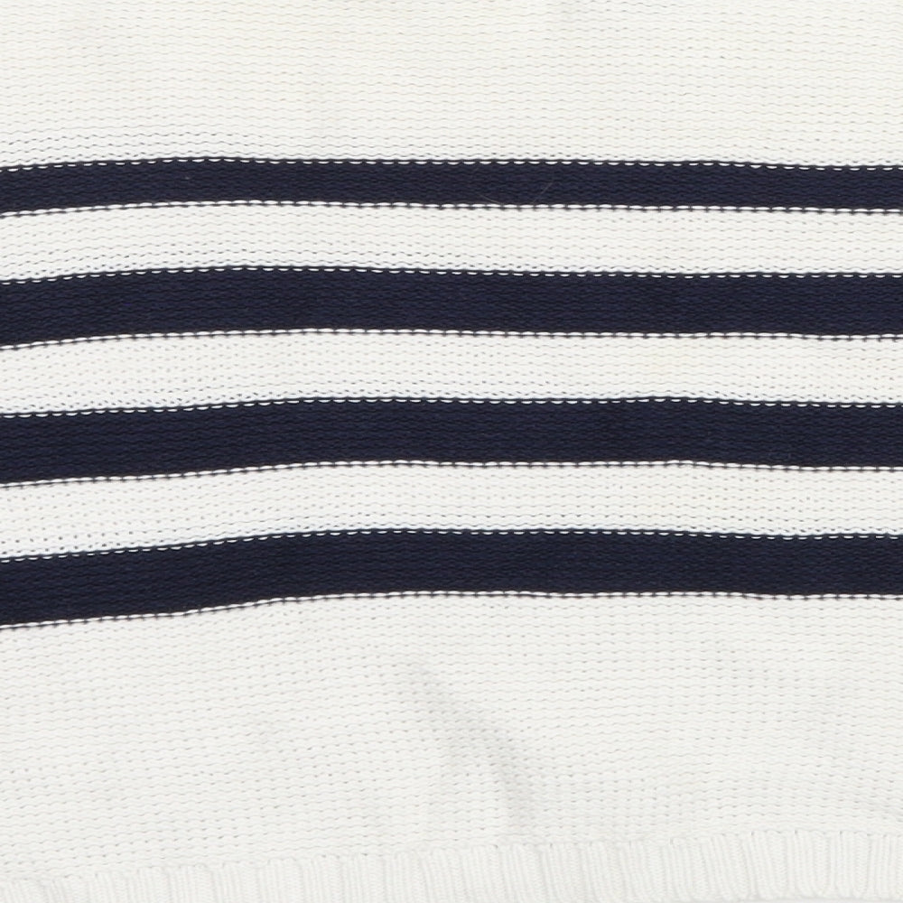 Brand and care label for Lottie Loves women’s beige striped knit jumper, size UK 8