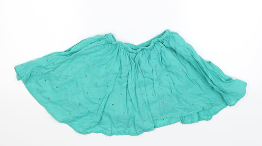 Marks and Spencer Girls Green Spotted A-Line Skirt Size 4-5 Years