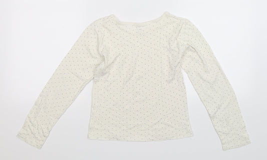 Kiabi Girls White Spotted Basic T-Shirt Size 10 Years