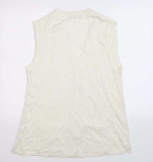 Solutions Womens White Knit Vest Jumper Size XL