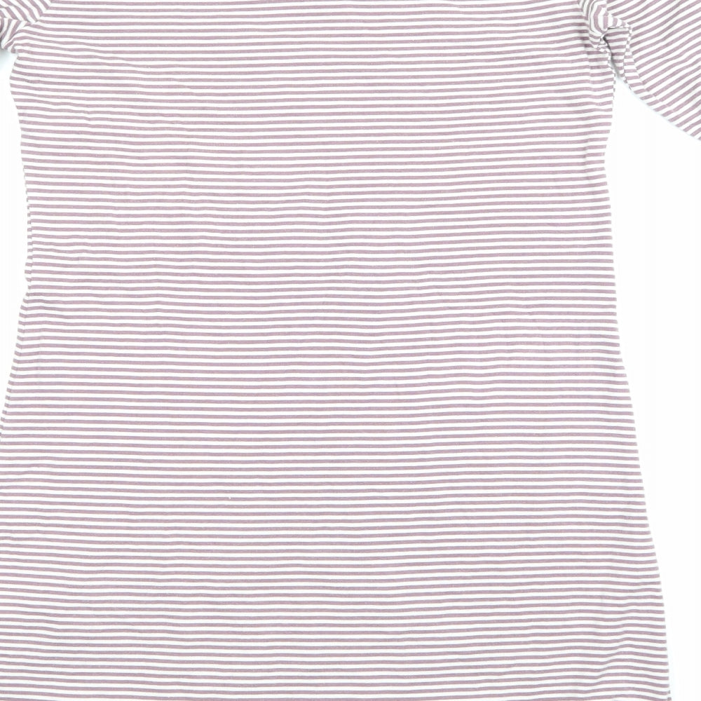 Brand and care label for LE CHAT women’s purple striped top pyjama top, size UK 8